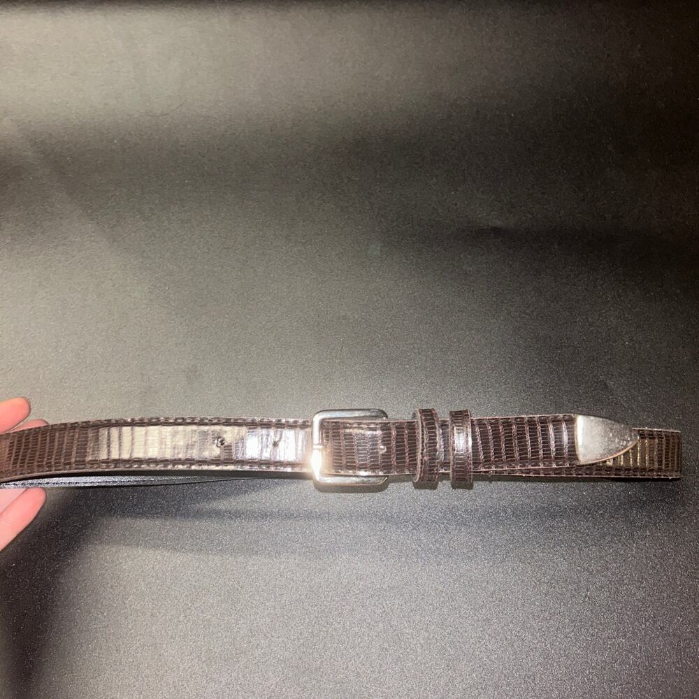 Brown Textured Faux Leather Gold-Tone Hardware Adjustable Belt Women's 37"
